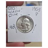 1953 Washington silver quarter