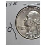 1953 Washington silver quarter