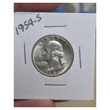 1954-S Washington silver quarter