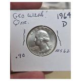 1964-D Washington silver quarter