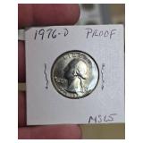 1976D MS65 Bicentennial Washington Proof quarter