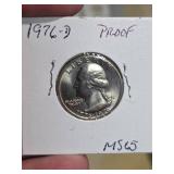 1976D MS65 Washington Bicentennial Proof quarter