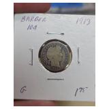 1913 Barber silver dime