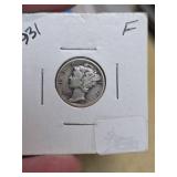 1931 Mercury silver dime