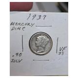 1937 Mercury silver dime