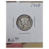 1943 Mercury silver dime