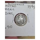 1945 Mercury silver dime