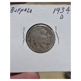 1934-D Buffalo nickle