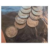 Lot of 12 Roosevelt silver dimes