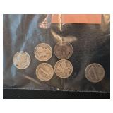 Lot of 6 Mercury silver dimes