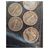 Lot of 6 Mercury silver dimes