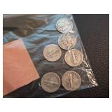 Lot of 6 Mercury silver dimes
