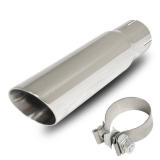 Simnliras Exhaust Tip 2.5 Inlet to 3.0 Outlet, Polished Finish Stainless Steel Double Wall Slant Cut Exhaust Tail Tip for 2.5 Outside Diameter Tailpipe(Universal, 12/305mm Length)