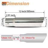 Simnliras Exhaust Tip 2.5 Inlet to 3.0 Outlet, Polished Finish Stainless Steel Double Wall Slant Cut Exhaust Tail Tip for 2.5 Outside Diameter Tailpipe(Universal, 12/305mm Length)