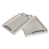 Besti Rustic Vintage Food Serving Trays (Set of 2) | Nesting Wooden Board with Handles | Stylish Farmhouse Decor Serving Platters | Large: 15 x2 x11 - Small: 13 x2 x9 inches (Rustic Off White)