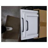 Besti Rustic Vintage Food Serving Trays (Set of 2) | Nesting Wooden Board with Handles | Stylish Farmhouse Decor Serving Platters | Large: 15 x2 x11 - Small: 13 x2 x9 inches (Rustic Off White)