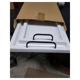 Besti Rustic Vintage Food Serving Trays (Set of 2) | Nesting Wooden Board with Handles | Stylish Farmhouse Decor Serving Platters | Large: 15 x2 x11 - Small: 13 x2 x9 inches (Rustic Off White)