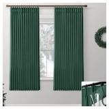 SHINELAND Dark Emerald Green Blackout Curtains 63 Inch Length,Pinch Pleated Insulated Thermal Curtains for Winter Bedroom Living Room 2 Panels Set