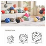 LUSJNGE Decorative Throw Knot Pillow Ball for Home Chair Sofa Aesthetic Round Velvet Knotted Pillow Cushion (Dusty Pink, 11 inches)