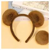 MUKOSEL Bear Ears Headband and Tail Set, Brown Chipmunk Ears, Bear Costume Adult Animal Costume for Adult Halloween Party Headwear Accessories