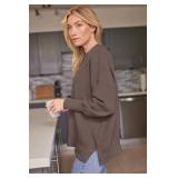 LILLUSORY Oversized Sweaters for Women 2025 Fall Fashion Outfits Trendy Crewneck Knit Cute Lightweight Sweater Pullover Tops Long Sleeve Shirts Winter Clothes Nutmeg XL