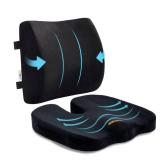 SAIREIDER Seat Cushion and Lumbar Support Pillow for Office Chair, Memory Foam Car Seat Cushions Back Support Pillows, Help Relieve Pain of Back, Lumbar, Tailbone and Sciatic Nerve Black