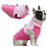 Idepet Dog Fleece Vest Sweater Zip Up Warm Pullover Dogs Jacket with D-Ring Leash Winter Cold Weater Coat Pet Sweatershirt Clothes Hoodie for Small Medium Dogs Boy Girl (Pink/Rose Red, XXL)