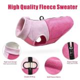Idepet Dog Fleece Vest Sweater Zip Up Warm Pullover Dogs Jacket with D-Ring Leash Winter Cold Weater Coat Pet Sweatershirt Clothes Hoodie for Small Medium Dogs Boy Girl (Pink/Rose Red, XXL)