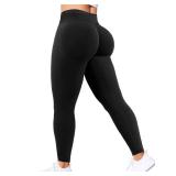 Ieumaz Scrunch Butt Lifting Leggings for Women Gym Seamless Workout Leggings Mid Low Waist Tummy Control Yoga Pants Black