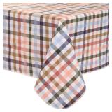Heavy Duty Vinyl Tablecloth with Flannel Backing Waterproof Oil-Proof Plastic Table Cloth Stain-Resistant Wipeable Rectangle or Square Table Cover for Indoor and Outdoor (Color Checkered,52x70 Inch)