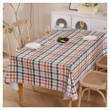 Heavy Duty Vinyl Tablecloth with Flannel Backing Waterproof Oil-Proof Plastic Table Cloth Stain-Resistant Wipeable Rectangle or Square Table Cover for Indoor and Outdoor (Color Checkered,52x70 Inch)