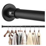 Closet Rods For Hanging Clothes, 17-28 Inch Adjustable Closet Rod, Stainless Steel Heavy Duty Closet Hanging Rod-Black
