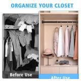 Closet Rods For Hanging Clothes, 17-28 Inch Adjustable Closet Rod, Stainless Steel Heavy Duty Closet Hanging Rod-Black