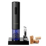 Secura Electric Wine Opener, Automatic Electric Wine Bottle Corkscrew Opener with Foil Cutter, Rechargeable (Black)