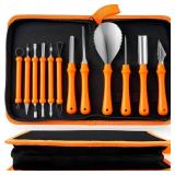 JOYIN 12 Pcs Halloween Pumpkin Carving Kit Tools, Professional Carving Set with Handbag, 12 Stainless Steel Double-sided Sculpting Tool for Kids DIY Jack-o-Lantern Party Decor Family Craft Supplies