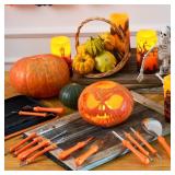 JOYIN 12 Pcs Halloween Pumpkin Carving Kit Tools, Professional Carving Set with Handbag, 12 Stainless Steel Double-sided Sculpting Tool for Kids DIY Jack-o-Lantern Party Decor Family Craft Supplies