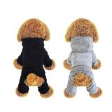 LifeWheel Dog Hoodie, Pet Jumpsuit Sweatshirt with Buttons, Clothes, Cold Weather Coats, Pajamas, Winter Warm Cotton Puppy 4 Legs for Small Dogs Cats Boy Girl, Black + Grey