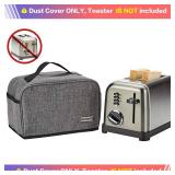 HOMEST Toaster Cover with Pockets Compatible with Cuisinart 2 Slice, Can Hold Jam Spreader Knife & Toast Machine Tongs, Dust and Fingerprint Protection, Grey