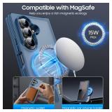 MAKAVO Magnetic for Samsung Galaxy Z Fold 7 Case [Compatible with MagSafe] Slim Translucent Matte Hard Back Cover & Soft Bumper, Fold7 Silicone Shockproof Phone Case, Blue