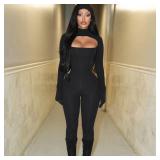 ksotutm Long Sleeve Jumpsuit for Women Sexy One Piece Jumpsuit Black Bodycon Jumpsuit Jumpsuits Black Large