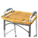 Medical king Walker Tray Table with Cup Holder Mobility Table Tray for Folding Walkers Foldable, Portable Multipurpose Bamboo Tray for Eating, Crafts, Laptops Medical Equipment Accessories - 21x16