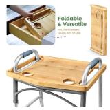 Medical king Walker Tray Table with Cup Holder Mobility Table Tray for Folding Walkers Foldable, Portable Multipurpose Bamboo Tray for Eating, Crafts, Laptops Medical Equipment Accessories - 21x16