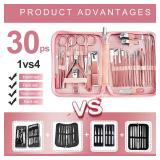 Manicure Set 30 in 1 Nail Clipper set, REDFLOW nail clippers, fingernail & toenail clippers, Manicure Tools, pedicure tools, Suitable for Travel Manicure Kit, Nail Set Kit With Everything Profe