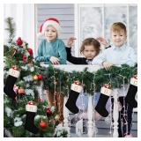 Tatuo 6 Pack Christmas Burlap Stockings Large 18 Xmas Stockings Christmas Hanging Decorations Tree Decor Xmas Party Supplies with 6 Sheet Letter Self Adhesive Vinyl Sticker(Black)