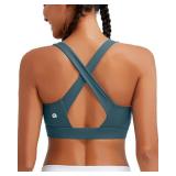 RUNNING GIRL High Impact Sports Bras for Women, High Support Running Sports Bra Moulded Cup Strappy Sports Bras(3095 Greyish Green S)