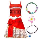 WonderBabe Adventure Costume for Girls Princess Dress Up 2 Pieces Outfits Fancy Birthday Christmas Cosplay Costume 4 Pcs Gift Set for Little Girls Size 8t Age 7-8 Years Red