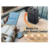 Space Heater, 1500W Electric Heaters Indoor Portable with Thermostat, PTC Fast Heating Ceramic Room Small Heater with Heating and Fan Modes for Bedroom, Office and Indoor Use