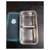 UCBAT Stainless Steel Snack Containers with Lids, 2 Pack Reusable Grab and Go 2 Compartment Lunch Box for Travel & Outdoor Campin.