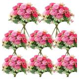 Geosar MultiBundles Artificial Peonies Flowers Fake Silk Peony Bouquet Faux Peonies Flowers Bulk for Decoration Vase Floral Arrangements Wedding Party Table (Rose Pink,Light Pink)