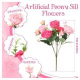 Geosar MultiBundles Artificial Peonies Flowers Fake Silk Peony Bouquet Faux Peonies Flowers Bulk for Decoration Vase Floral Arrangements Wedding Party Table (Rose Pink,Light Pink)